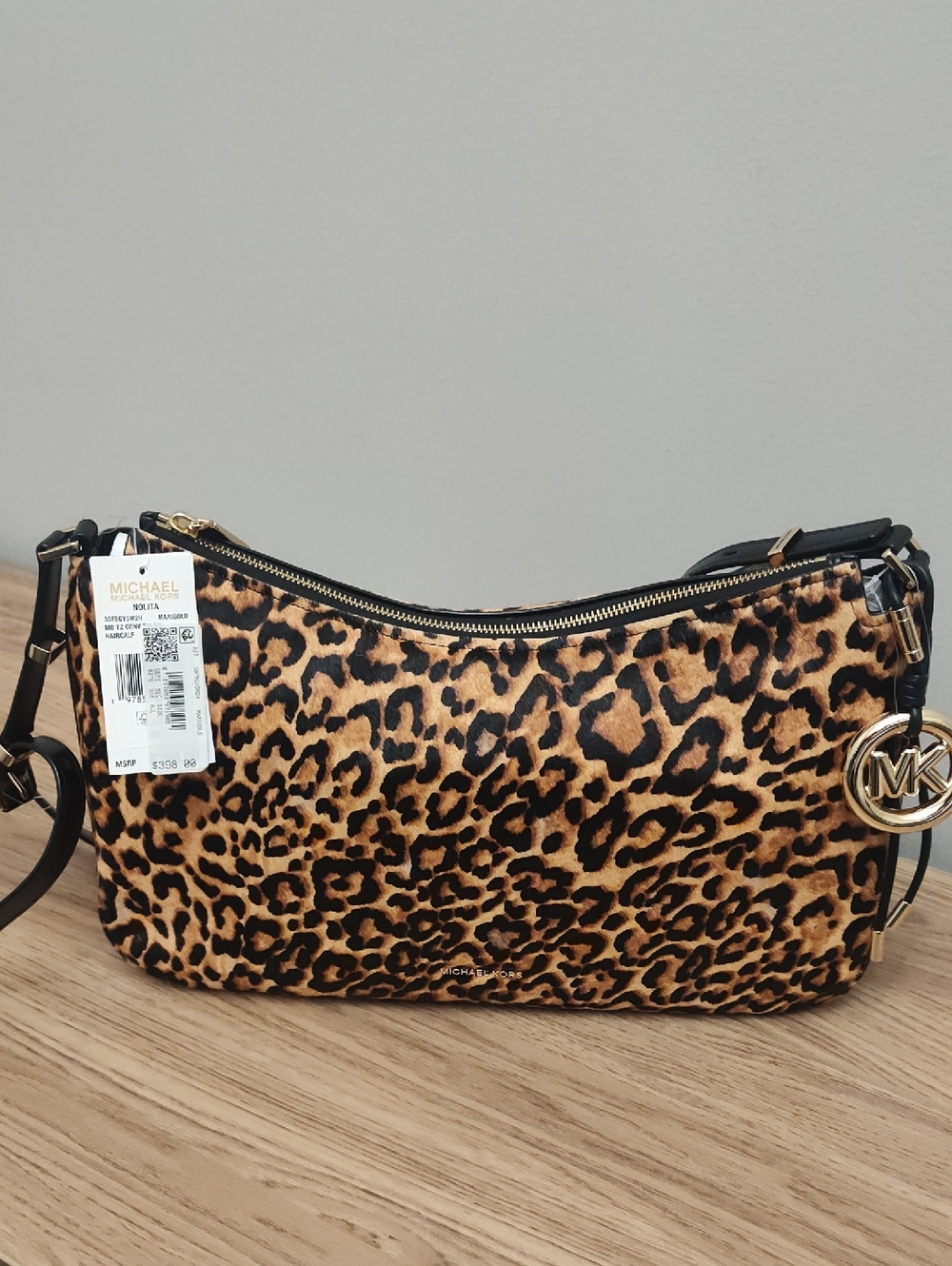 Michael Kors Leopard-Print Shoulder Bag in Brown and Black